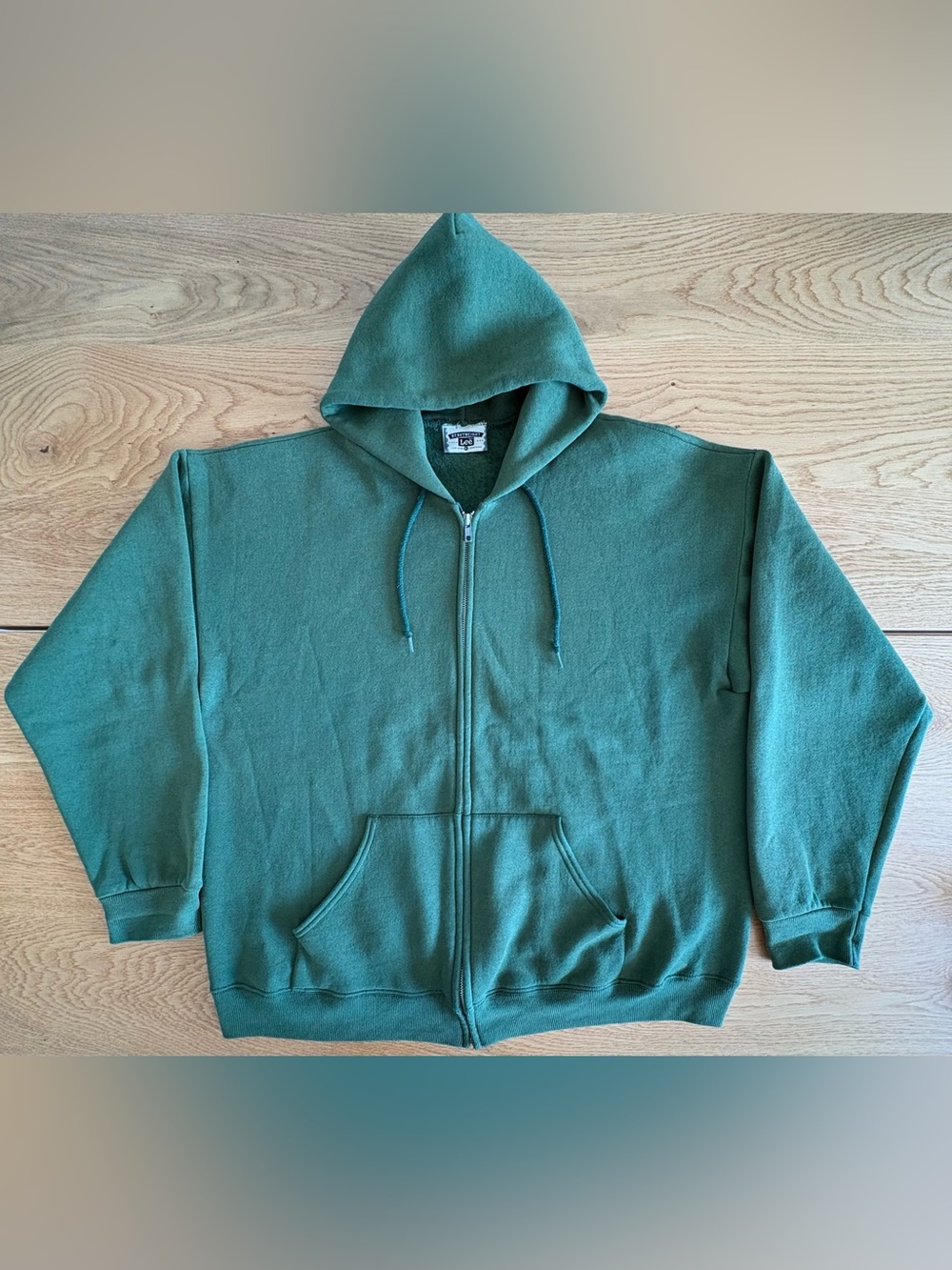 Vintage Lee Heavyweight Full Zip Hoodie Mens XL Green Made in USA Y2K